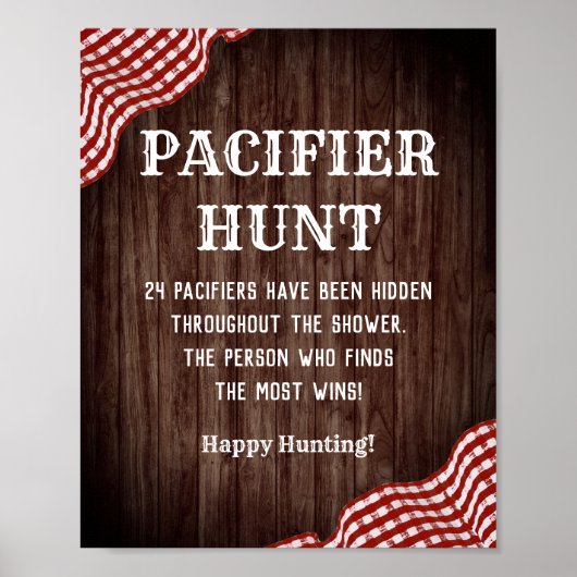 Baby Q BBQ Baby shower Pacifier Hunt Game Sign Poster (Voorkant)