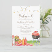 Baby-Q BBQ Baby shower uitnodiging (Staand voorkant)