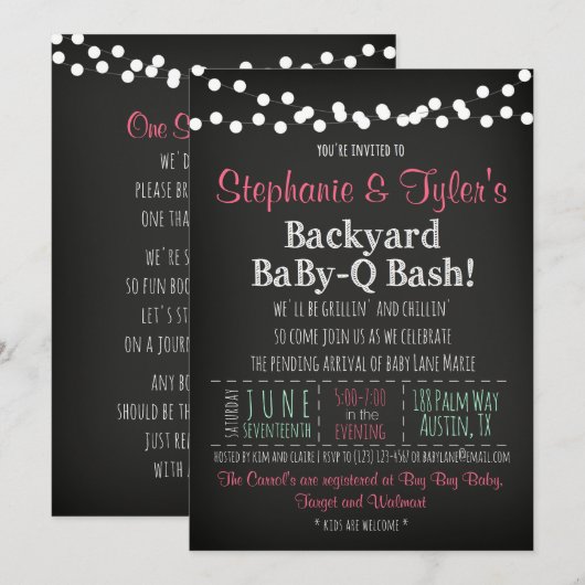 baby-Q BBQ Baby shower Uitnodiging en Boekkaart (Voorkant / Achterkant)