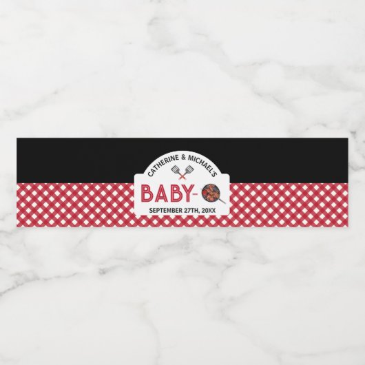 Baby-Q BBQ Barbecue Baby shower Favor Waterfles Etiket (Enkel label)