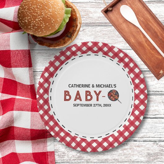 Baby-Q BBQ Barbecue Baby shower Papieren Bordje