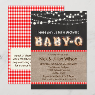 Baby Q BBQ Chalkboard Baby shower Invitation Kaart