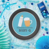 Baby-Q Beer Barbecue Co-Ed Shower Bord - blauw (Feest)