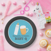 Baby-Q Beer Barbecue Co-Ed Shower Bord - blauw (Feest)