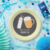 Baby-Q Beer Barbecue Co-Ed Shower Bord - Geel (Feest)