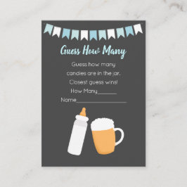 Baby-Q Beer Couples Boy Baby shower raad hoeveel Informatiekaartje