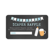 Baby-Q Blauwe Fles en Bier Luier Raffle Kaarten
