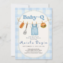 Baby-Q Blauwe Gingham Waslijn Baby Shower