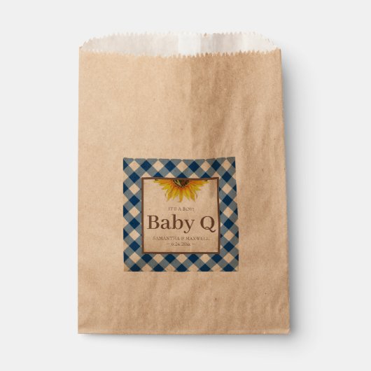 Baby Q Blue Gingham and Sunflower Bedankzakje (Voorkant)