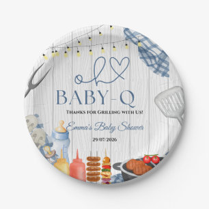 Baby-Q Boy Rustieke BBQ Baby Shower Papieren Bordje