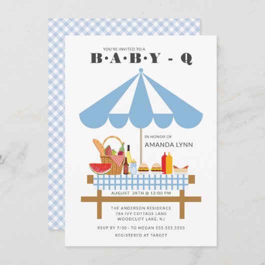 Baby Q Boys Baby shower Kaart (Voorkant / Achterkant)
