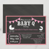 Baby-Q Chalkboard Baby Shower Invitations (roze2) Kaart (Voorkant / Achterkant)