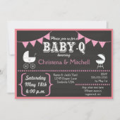 Baby-Q Chalkboard Baby Shower Invitations (roze) Kaart (Voorkant)