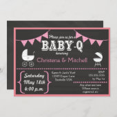 Baby-Q Chalkboard Baby Shower Invitations (roze) Kaart (Voorkant / Achterkant)