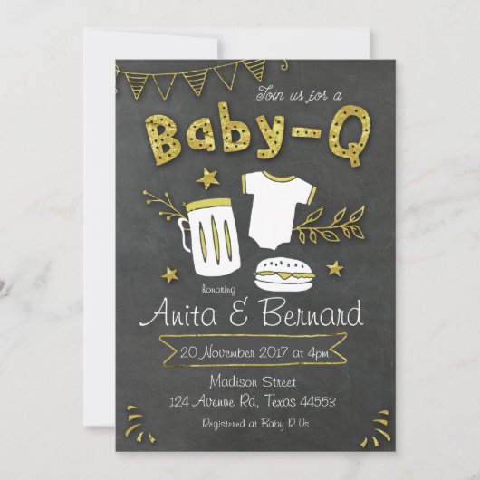 Baby Q Coed baby shower uitnodiging (Voorkant)