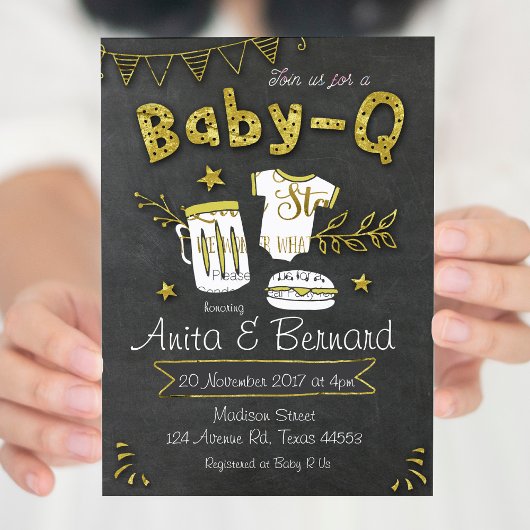 Baby Q Coed baby shower uitnodiging