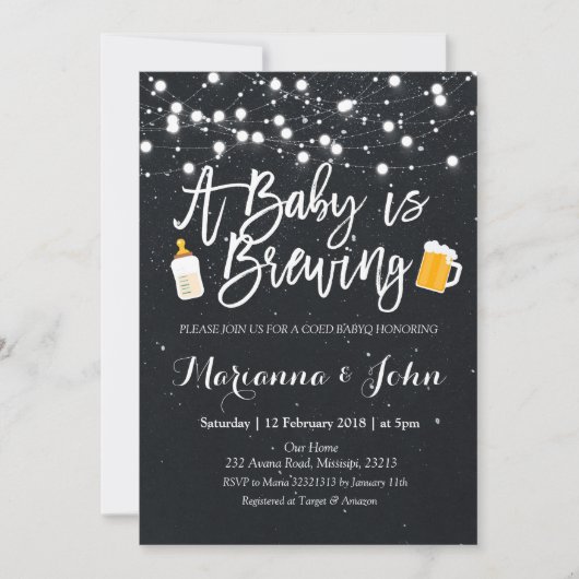 Baby Q Coed BBQ Baby is een uitnodiging voor het b (Voorkant)