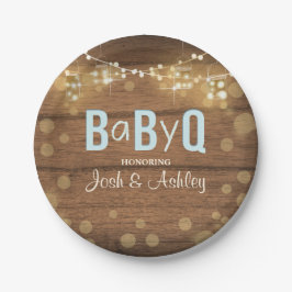 Baby Q Coed BBQ Baby shower Papier Borden Rustiek Papieren Bordje