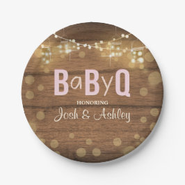 Baby Q Coed BBQ Baby shower Papier Borden Rustiek Papieren Bordje