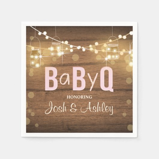 Baby Q Coed BBQ Baby shower Papier Servetten Rusti (Voorkant)