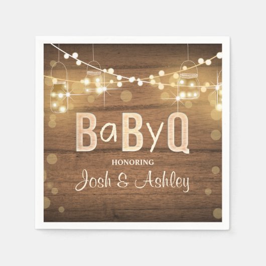 Baby Q Coed BBQ Baby shower Papier Servetten Rusti (Voorkant)