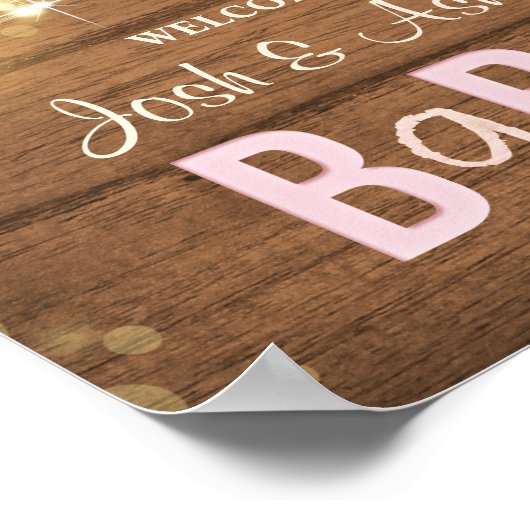 Baby Q Coed BBQ Baby shower Welkomstteken Rustisch Poster (Hoek)