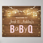 Baby Q Coed BBQ Baby shower Welkomstteken Rustisch Poster (Voorkant)