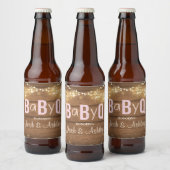 Baby Q Coed BBQ Baby shower Wijnfles Label Wood Bier Etiket (Flessen)