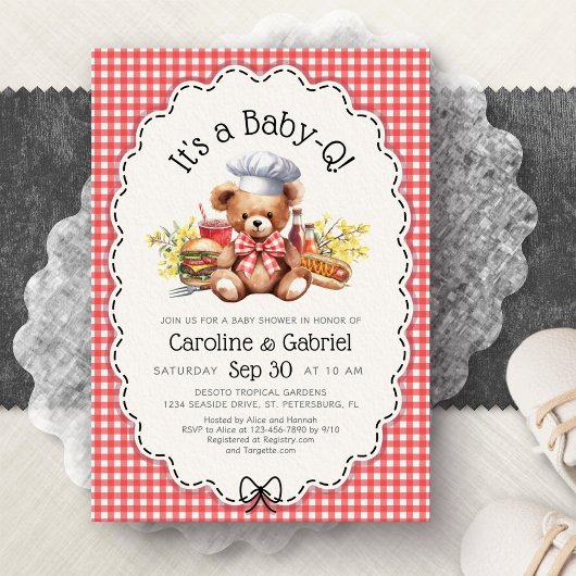 Baby-Q Couples BBQ Picknick Baby Shower Kaart