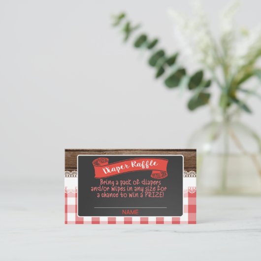 Baby Q Diaper Raffle Kaart - Red DW (Staand voorkant)