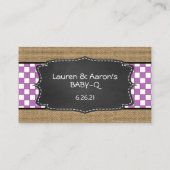 Baby Q Diaper Raffle Ticket Paars Informatiekaartje (Achterkant)