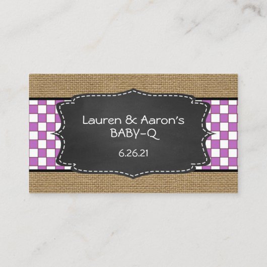 Baby Q Diaper Raffle Ticket Paars Informatiekaartje (Achterkant)