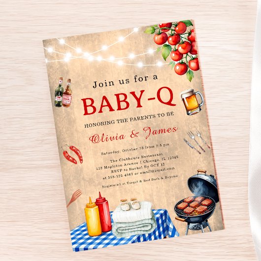 Baby-Q Douche – BBQ Koppels Baby shower Achtertuin Kaart