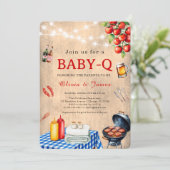 Baby-Q Douche – BBQ Koppels Baby shower Achtertuin Kaart (Staand voorkant)