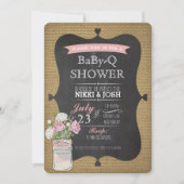 Baby-Q Douche Burlap Mason Jar Chalkboard Invite Kaart (Voorkant)