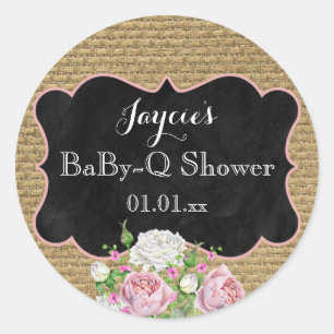 Baby-Q Douche Burlap Mason Jar Circle Sticker