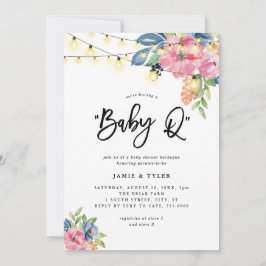 Baby Q Garden Party Flowers & Lichten Baby shower Kaart