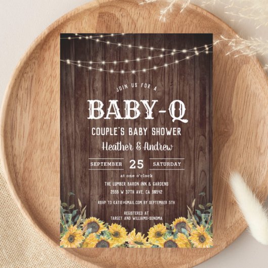 Baby-Q Gele BBQ Koppel Baby Shower Uitnodiging