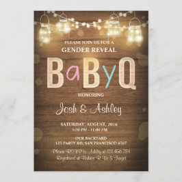 Baby Q gender onthullen BBQ Baby shower Rustic Woo Kaart
