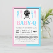 Baby Q Gender Reveal Lunch Kaart (Staand voorkant)