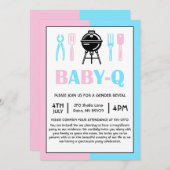 Baby Q Gender Reveal Lunch Kaart (Voorkant / Achterkant)