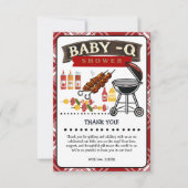 Baby-Q Geruit Rood & Zwart Grill Baby shower Bedankkaart (Voorkant)