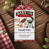 Baby-Q Geruit Rood & Zwart Grill Baby shower Cadeaulabel