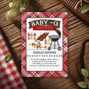 Baby-Q Geruit Rood & Zwart Grill Baby shower Informatiekaartje