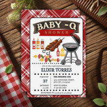 Baby-Q Geruit Rood & Zwart Grill Baby shower