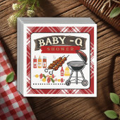 Baby-Q Geruit Rood & Zwart Grill Baby shower Servet
