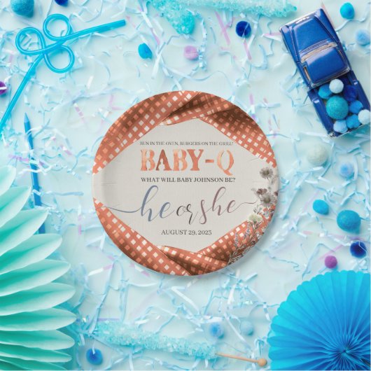 Baby Q Geslacht onthullen Papieren Bordje (Feest)