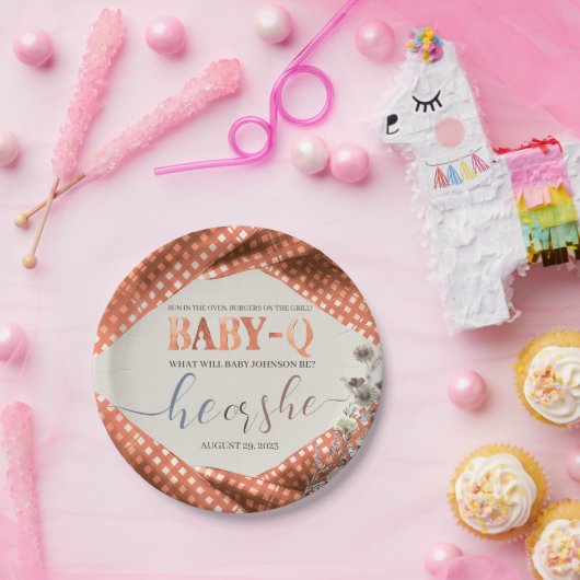 Baby Q Geslacht onthullen Papieren Bordje (Feest)