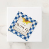 Baby Q Gingham en Sunflower Dank u Blauw Bedankjes Labels (In situ)