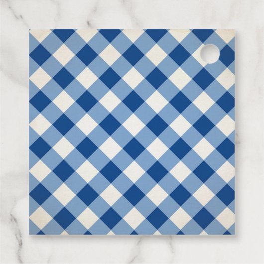 Baby Q Gingham en Sunflower Dank u Blauw Bedankjes Labels (Achterkant)